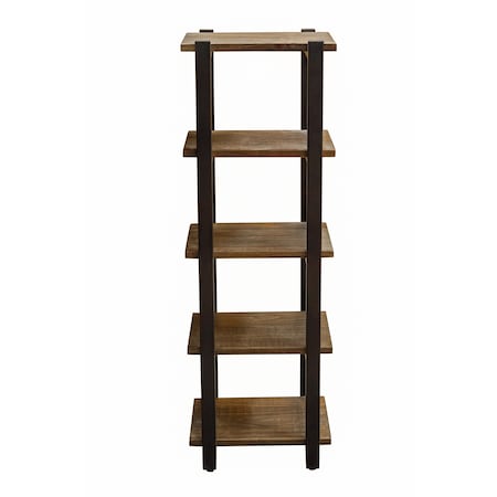 Alaterre Furniture Pomona 48"H Metal and Solid Wood Bath Floor Storage Shelf AMBA7020